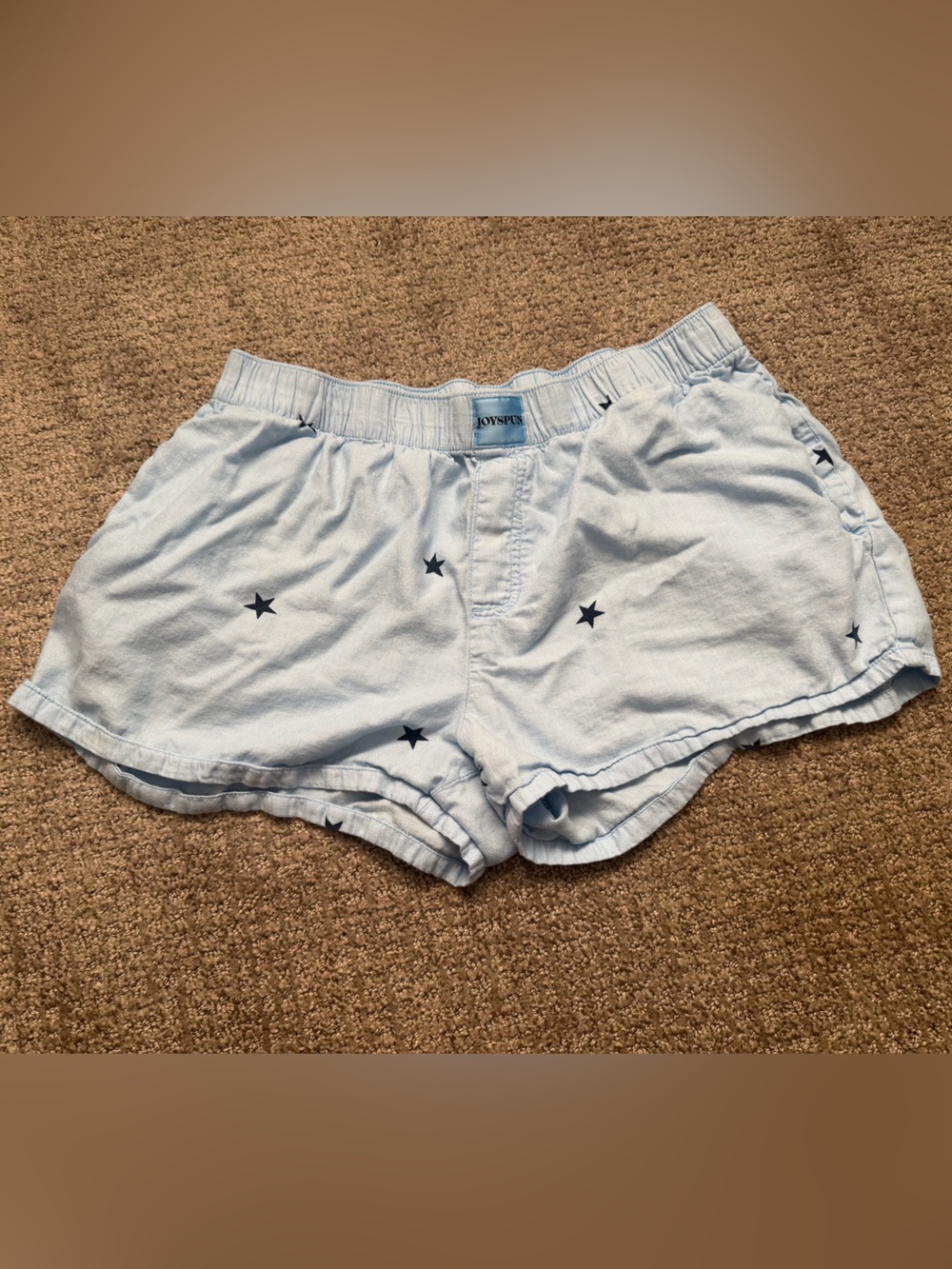 Light Blue Star-Print Lounge Shorts